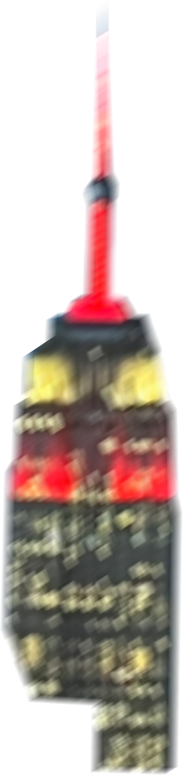 t3 hover, empire state building with red and yellow light